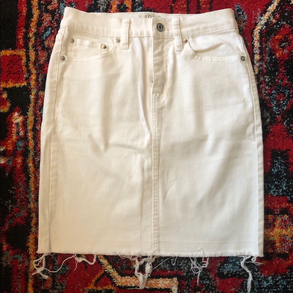 J Crew white denim skirt